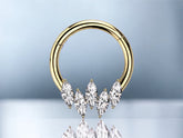16G Gold Marquise Clear Gem 8mm& 10mm Hinged Septum Clicker Ring